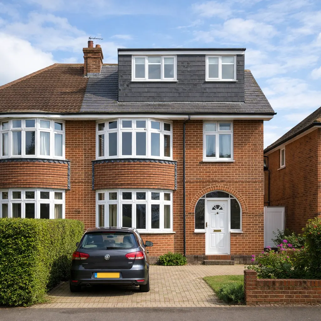 Exterior of a completed rear dormer loft conversion on a brick semi-detached house in Bournemouth
