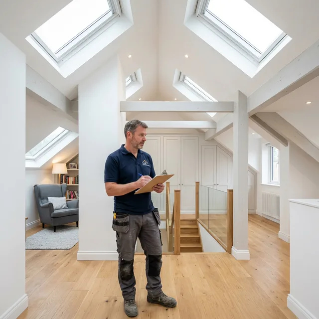 Loft room with Velux window used for storage and hobby space in Dorset