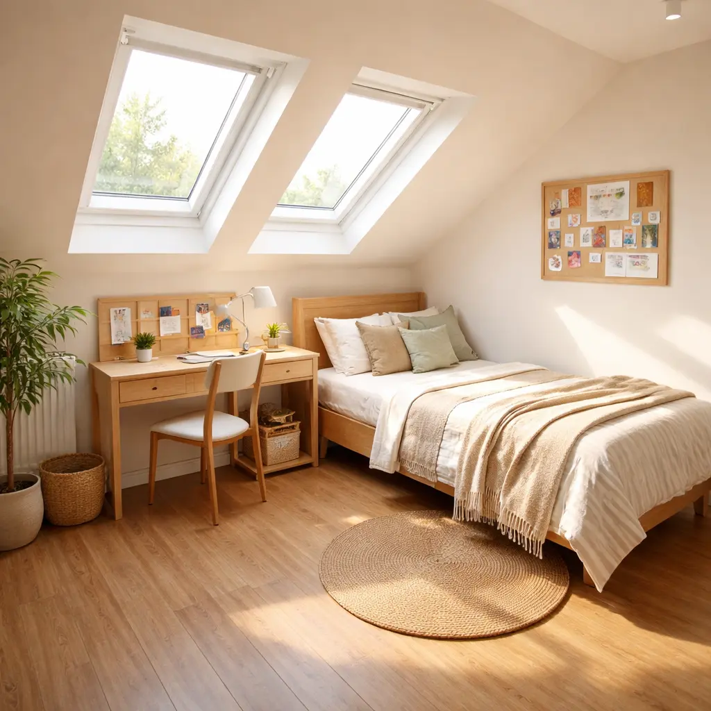 Bright loft bedroom conversion suitable for hosting an international student in Bournemouth